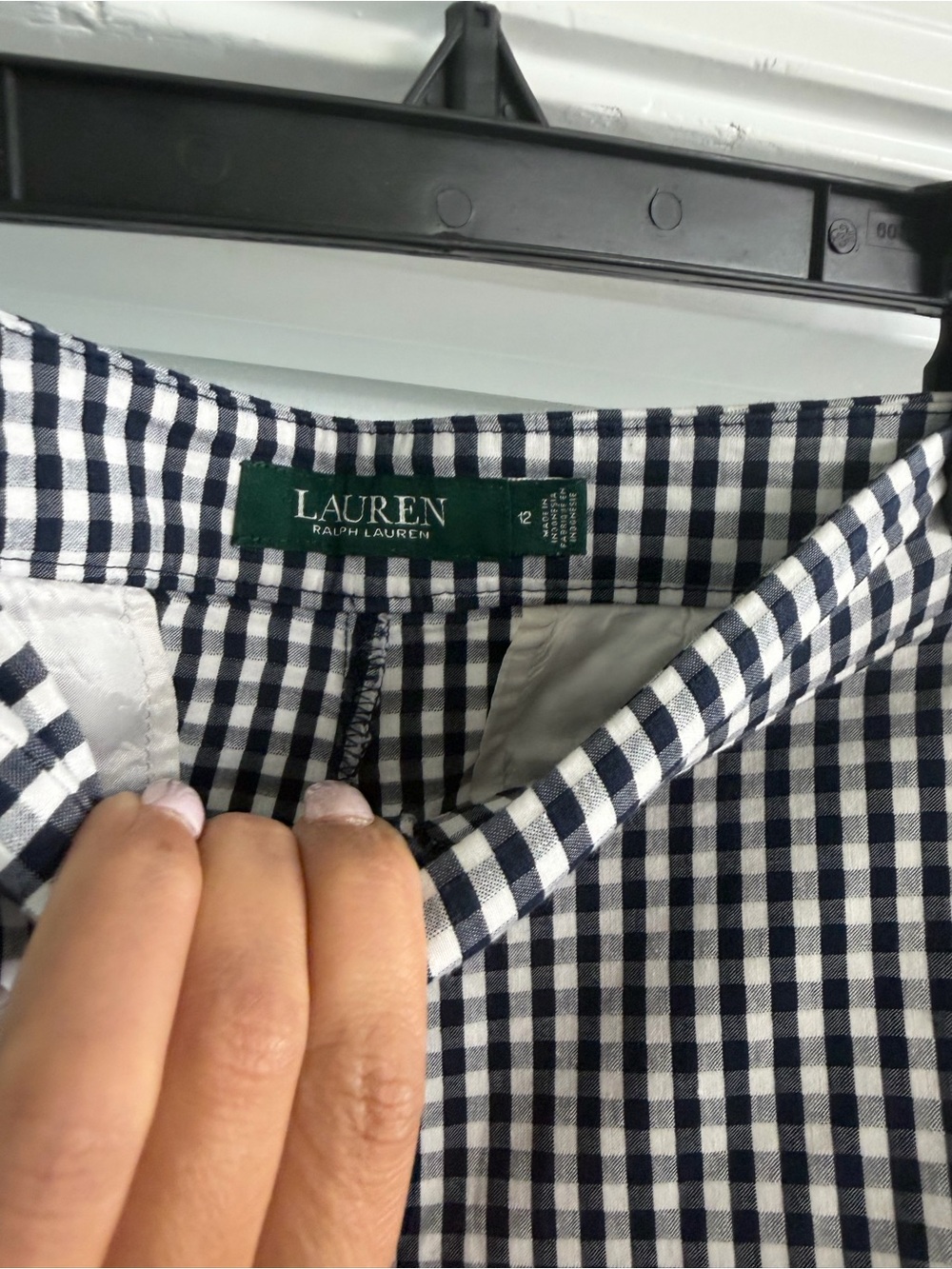 Lauren Ralph Lauren Black & White Gingham Cropped Pants - Picture 4 of 4